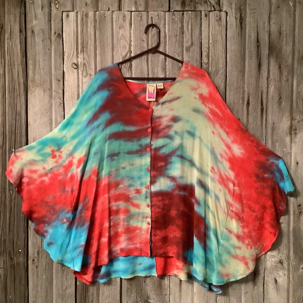 Original Anthony Tie Dye Cape Women's Size L Caftan Blouse